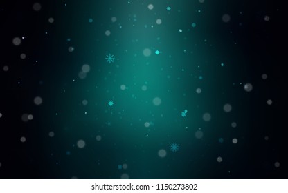 Dark Green vector cover with beautiful snowflakes. Modern geometrical abstract illustration with crystals of ice. New year design for your business advert.