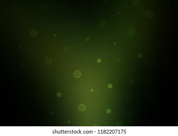 Dark Green vector cover with beautiful snowflakes. Modern geometrical abstract illustration with crystals of ice. New year design for your ad, poster, banner.
