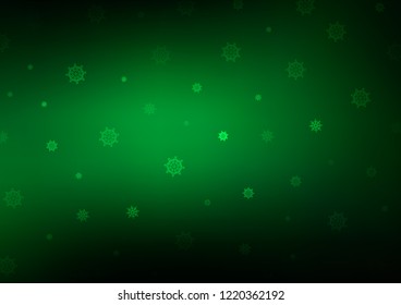 Dark Green vector cover with beautiful snowflakes. Glitter abstract illustration with crystals of ice. The template can be used as a new year background.