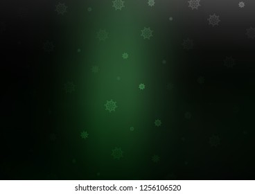 Dark Green vector cover with beautiful snowflakes. Glitter abstract illustration with crystals of ice. New year design for your ad, poster, banner.
