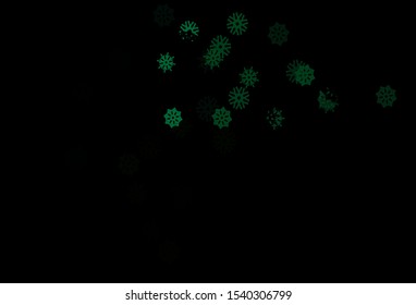 Dark Green vector cover with beautiful snowflakes. Glitter abstract illustration with crystals of ice. The pattern can be used for year new  websites.