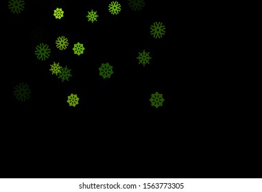 Dark Green vector cover with beautiful snowflakes. Modern geometrical abstract illustration with crystals of ice. The pattern can be used for new year leaflets.