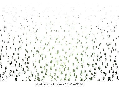 Dark Green vector cover with Dollar signs. Colored symbols of all currency on white background. Template for ads of markets, loans.