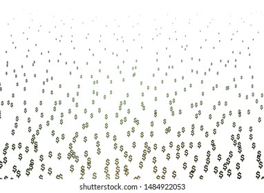 Dark Green vector cover with Dollar signs. Shining colored illustration with USD signs. The pattern can be used as ads, poster, banner for payments.