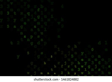 Dark Green vector cover with english symbols. Modern geometrical illustration with ABC english symbols. The pattern can be used for school, grammar websites.
