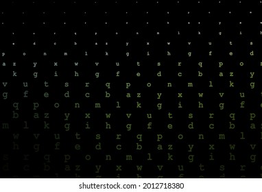 Dark green vector cover with english symbols. Blurred design in simple style with signs of alphabet. Best design for your ad, poster, banner of college.