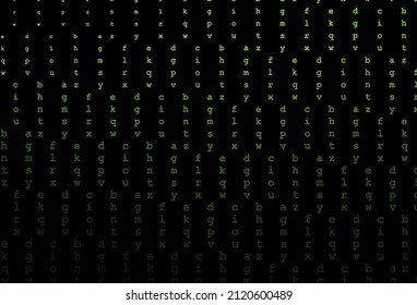 Dark green vector cover with english symbols. Modern geometrical illustration with ABC english symbols. The pattern can be used for ad, booklets, leaflets of education.