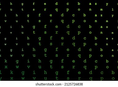 Dark green vector cover with english symbols. Shining illustration with ABC symbols on abstract template. The pattern can be used for school, grammar websites.