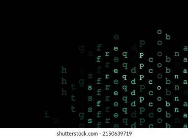 Dark green vector cover with english symbols. Modern geometrical illustration with ABC english symbols. Template can be used as a background for ads of typography.