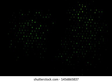 Dark Green vector cover with EUR, JPY, GBP signs. Illustration with EUR, JPY, GBP signs on white template. Best design for your ad, poster, banner of money.