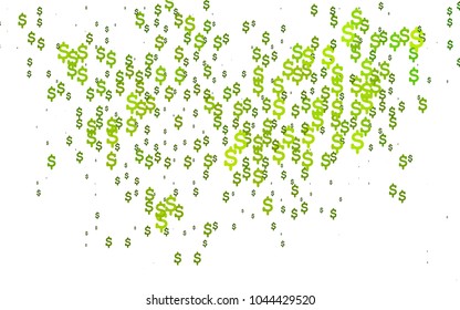 Dark Green vector cover with financial symbols. Shining colored illustration with dollar signs, USD. Best design for your ad, poster, banner of USD money.