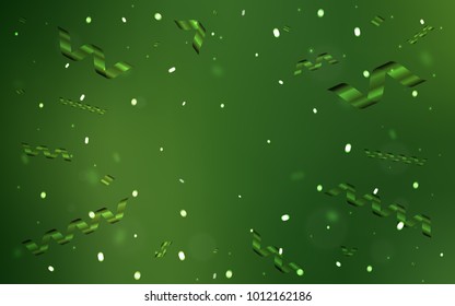 Dark Green vector cover with happy holiday ribbons. Decorative shining illustration with ribbons on abstract template. The template can be used as a background for postcards.
