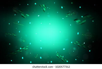 Dark Green vector cover with happy holiday ribbons. Confetti on blurred abstract background with colorful gradient. New design for ad, poster, banner of your Party.