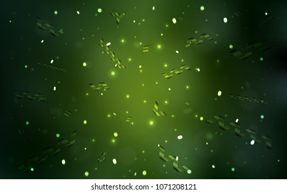 Dark Green vector cover with happy holiday ribbons. Decorative shining illustration with ribbons on abstract template. The template can be used as a background for postcards.