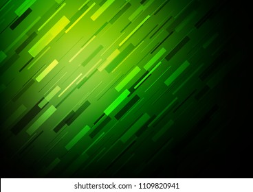 Dark Green vector cover with long lines. Decorative shining illustration with lines on abstract template. Best design for your ad, poster, banner.