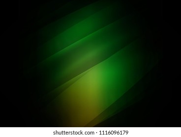 Dark Green vector cover with long lines. Decorative shining illustration with lines on abstract template. Best design for your ad, poster, banner.