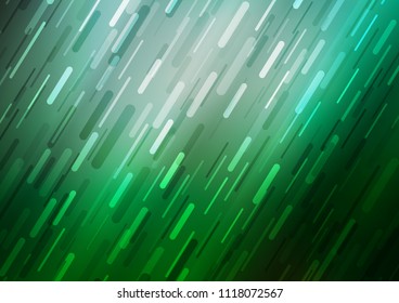 Dark Green vector cover with long lines. Modern geometrical abstract illustration with staves. Smart design for your business advert.