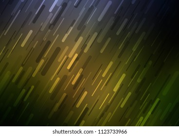 Dark Green vector cover with long lines. Shining colored illustration with narrow lines. Best design for your ad, poster, banner.