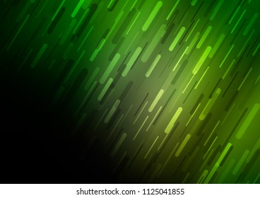 Dark Green vector cover with long lines. Shining colored illustration with narrow lines. Best design for your ad, poster, banner.