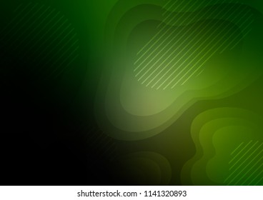 Dark Green vector cover with long lines. Modern geometrical abstract illustration with staves. The template can be used as a background.