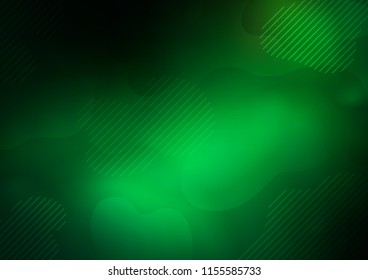 Dark Green vector cover with long lines. Decorative shining illustration with lines on abstract template. Smart design for your business advert.