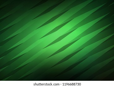Dark Green vector cover with long lines. Glitter abstract illustration with colored sticks. The pattern can be used as ads, poster, banner for commercial.