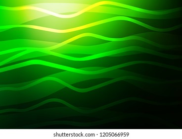 Dark Green vector cover with long lines. Decorative shining illustration with lines on abstract template. Best design for your ad, poster, banner.