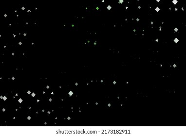 Dark green vector cover in polygonal style with circles. Decorative design in abstract style with lines, dots, cubes. Pattern can be used for websites.