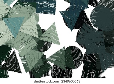 Dark  green vector cover in polygonal style with circles. Illustration with set of colorful circles, triangles, squares. Best design for your ad, poster, banner.