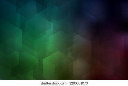 Dark Green vector cover with set of hexagons. Illustration of colored hexagons on white surface. Beautiful design for your business advert.
