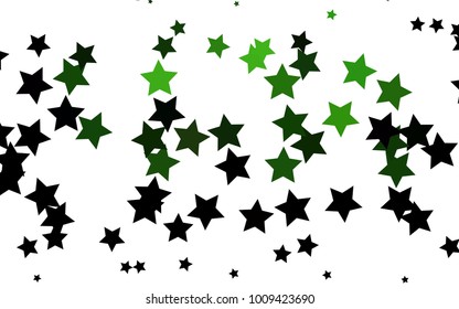 Dark Green vector cover with small and big stars. Decorative shining illustration with stars on abstract template. Smart design for your business advert.