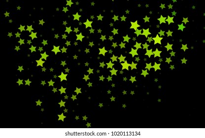 Dark Green vector cover with small and big stars. Glitter abstract illustration with colored stars. The template can be used as a background.