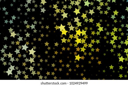 Dark Green vector cover with small and big stars. Decorative shining illustration with stars on abstract template. The pattern can be used for wrapping gifts.