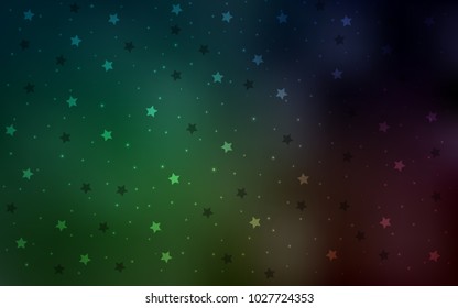 Dark Green vector cover with small and big stars. Shining colored illustration with stars. The pattern can be used for websites.