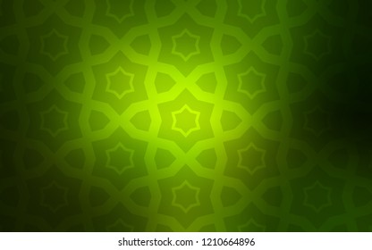 Dark Green vector cover with small and big stars. Blurred decorative design in simple style with stars. Template for sell phone backgrounds.