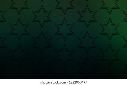 Dark Green vector cover with small and big stars. Glitter abstract illustration with colored stars. Template for sell phone backgrounds.