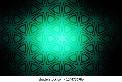 Dark Green vector cover with small and big stars. Glitter abstract illustration with colored stars. Pattern for websites, landing pages.
