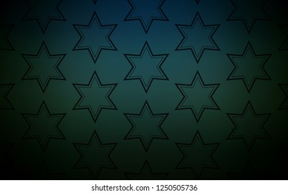 Dark Green vector cover with small and big stars. Modern geometrical abstract illustration with stars. Pattern for wrapping gifts.