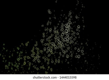 Dark Green vector cover with small and big stars. Blurred decorative design in simple style with stars. The pattern can be used for wrapping gifts.