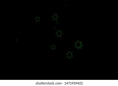 Dark Green vector cover with small and big stars. Glitter abstract illustration with colored stars. The pattern can be used for websites.