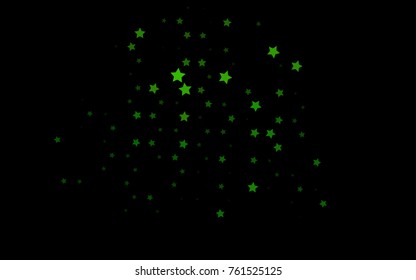 Dark Green vector cover with small and big stars. Blurred decorative design in simple style with stars. Best design for your ad, poster, banner.