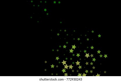 Dark Green vector cover with small and big stars. Decorative shining illustration with stars on abstract template. Best design for your ad, poster, banner.