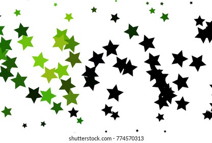 Dark Green vector cover with small and big stars. Blurred decorative design in simple style with stars. The pattern can be used for new year ad, booklets.
