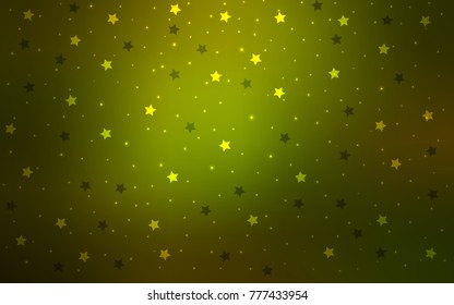 Dark Green vector cover with small and big stars. Shining colored illustration with stars. The pattern can be used for wrapping gifts.
