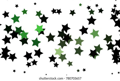 Dark Green vector cover with small and big stars. Modern geometrical abstract illustration with stars. The pattern can be used for new year ad, booklets.
