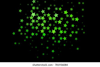 Dark Green vector cover with small and big stars. Modern geometrical abstract illustration with stars. The pattern can be used for websites.