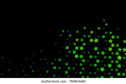 Dark Green vector cover with small and big stars. Decorative shining illustration with stars on abstract template. The pattern can be used for wrapping gifts.
