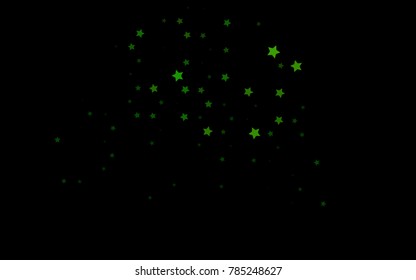 Dark Green vector cover with small and big stars. Shining colored illustration with stars. The pattern can be used for new year ad, booklets.
