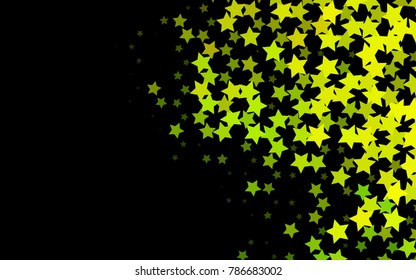 Dark Green vector cover with small and big stars. Decorative shining illustration with stars on abstract template. The pattern can be used for wrapping gifts.