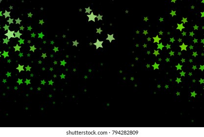 Dark Green vector cover with small and big stars. Stars on blurred abstract background with gradient. The pattern can be used for wrapping gifts.